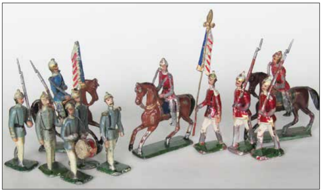 Figure 4: Examples of McLoughlin metal toy soldiers in red and blue tunics