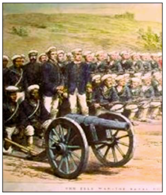 The Naval Brigade in line with Marines