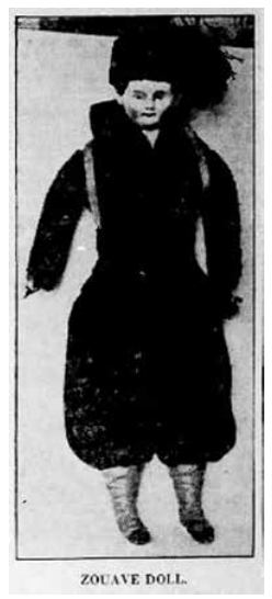 A rather poor newspaper photograph of Eliza St. John Bowne’s Zouave doll