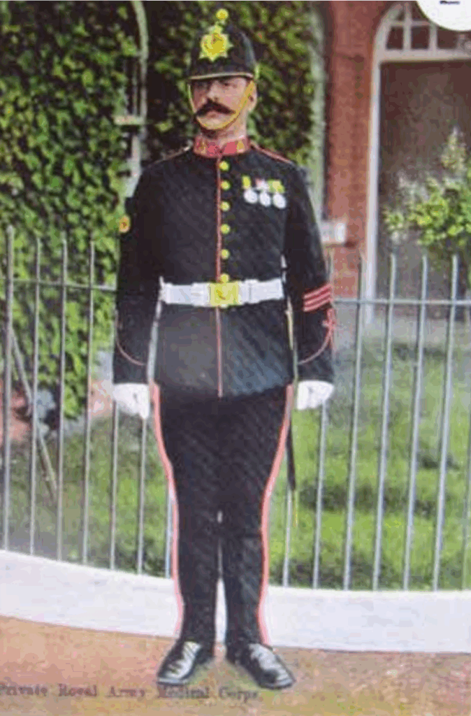Postcard of an RAMC private in review order dress