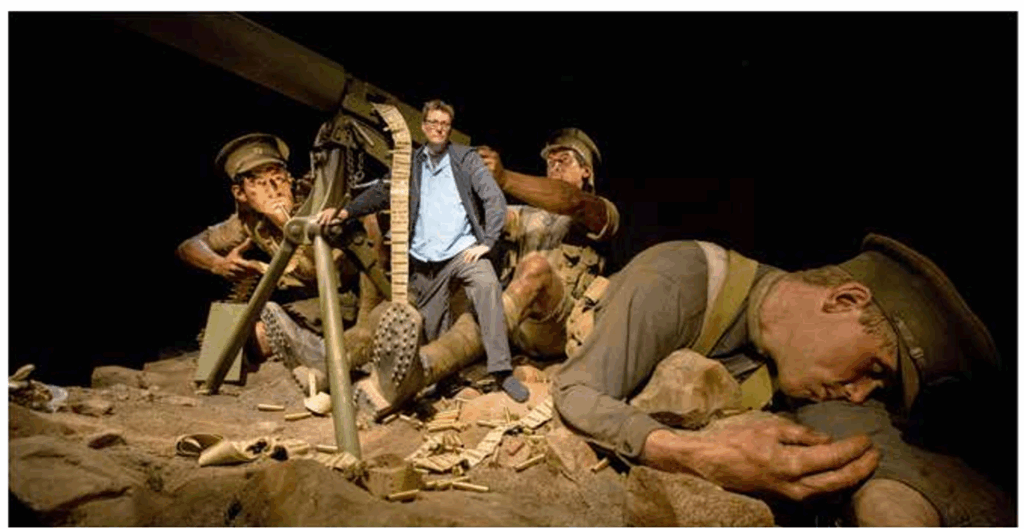 Weta Workshop’s Sir Richard Taylor with the machine gunners trio