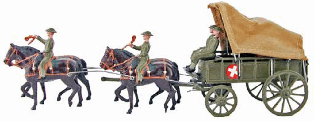 Last version (1941) of set #1450, RAMC horse-drawn ambulance