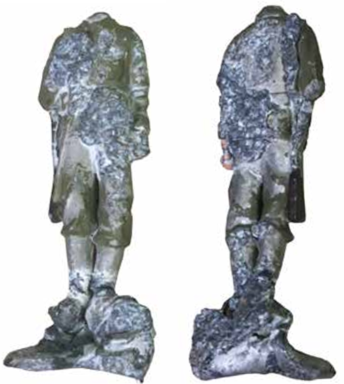 The mangled remains of a tin soldier!