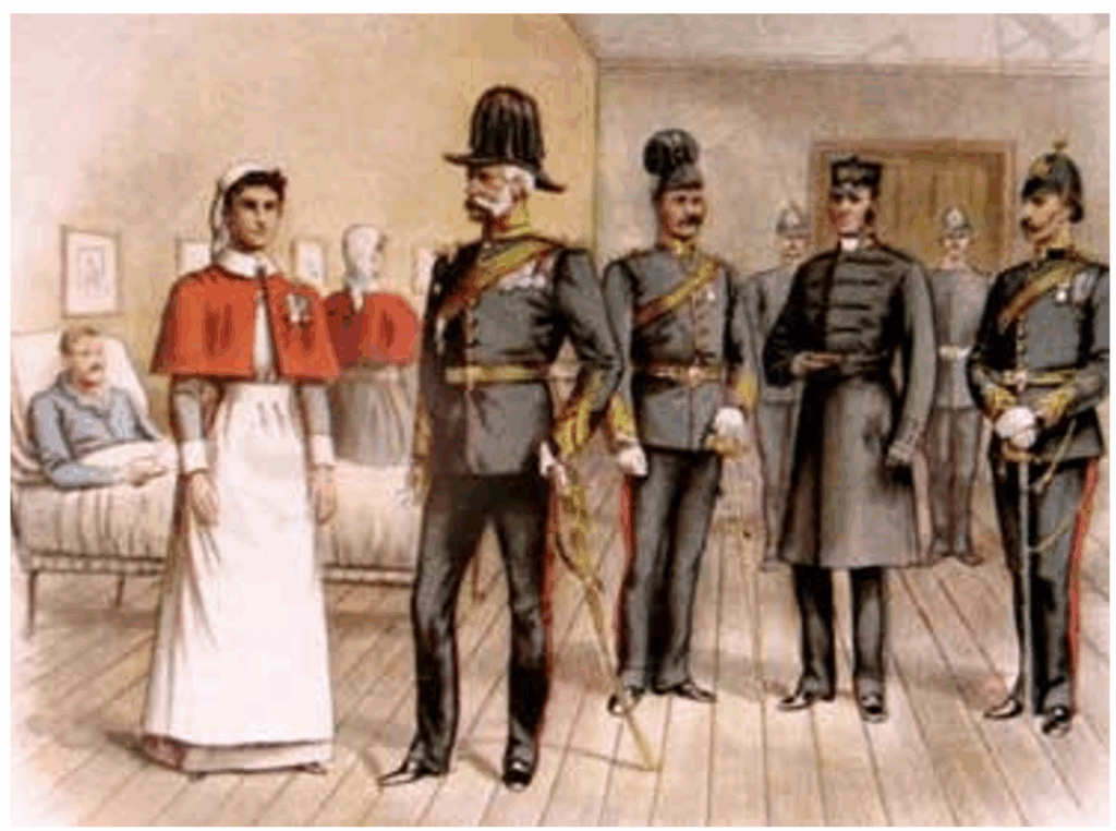 Simkin print (#111) of the physician officers and a nursing sister