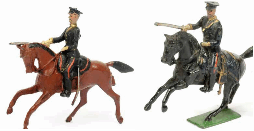 Blue Mounted Officer, trotting and prancing horses