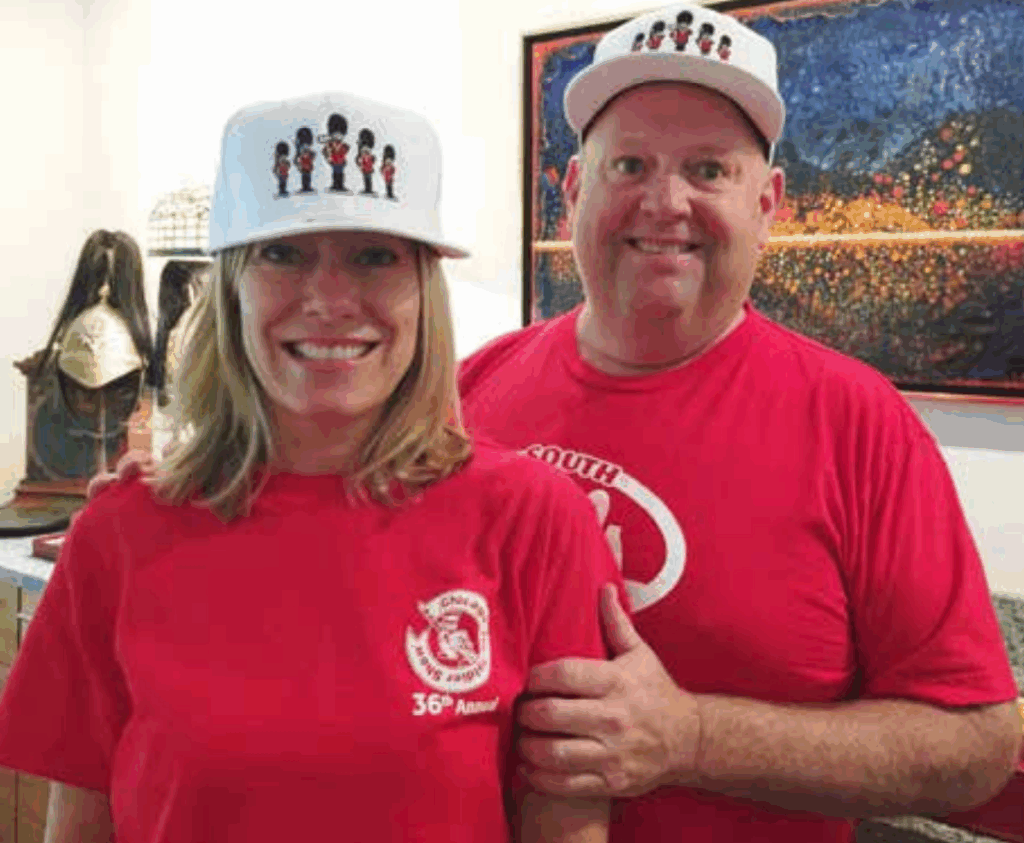Ray and Nancy Haradin wearing hats