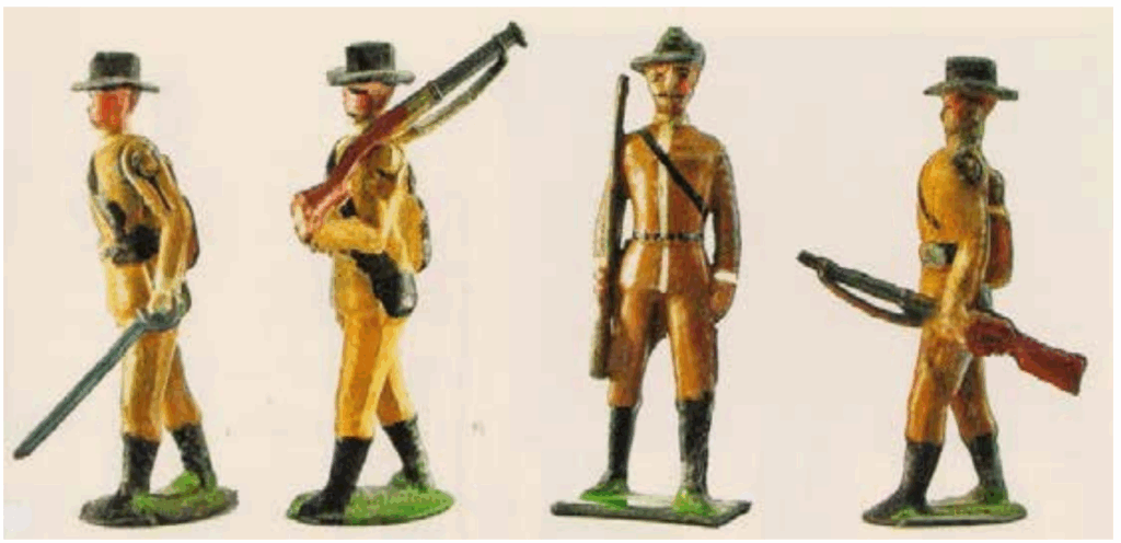 e other variants, including an officer with a moveable sword arm, marching at “the trail’’ figure, etc. 